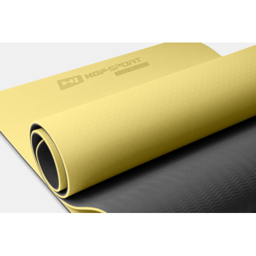 Коврик для фитнеса  Hop-Sport HS-T006GM TPE yellow-gray - фото №4